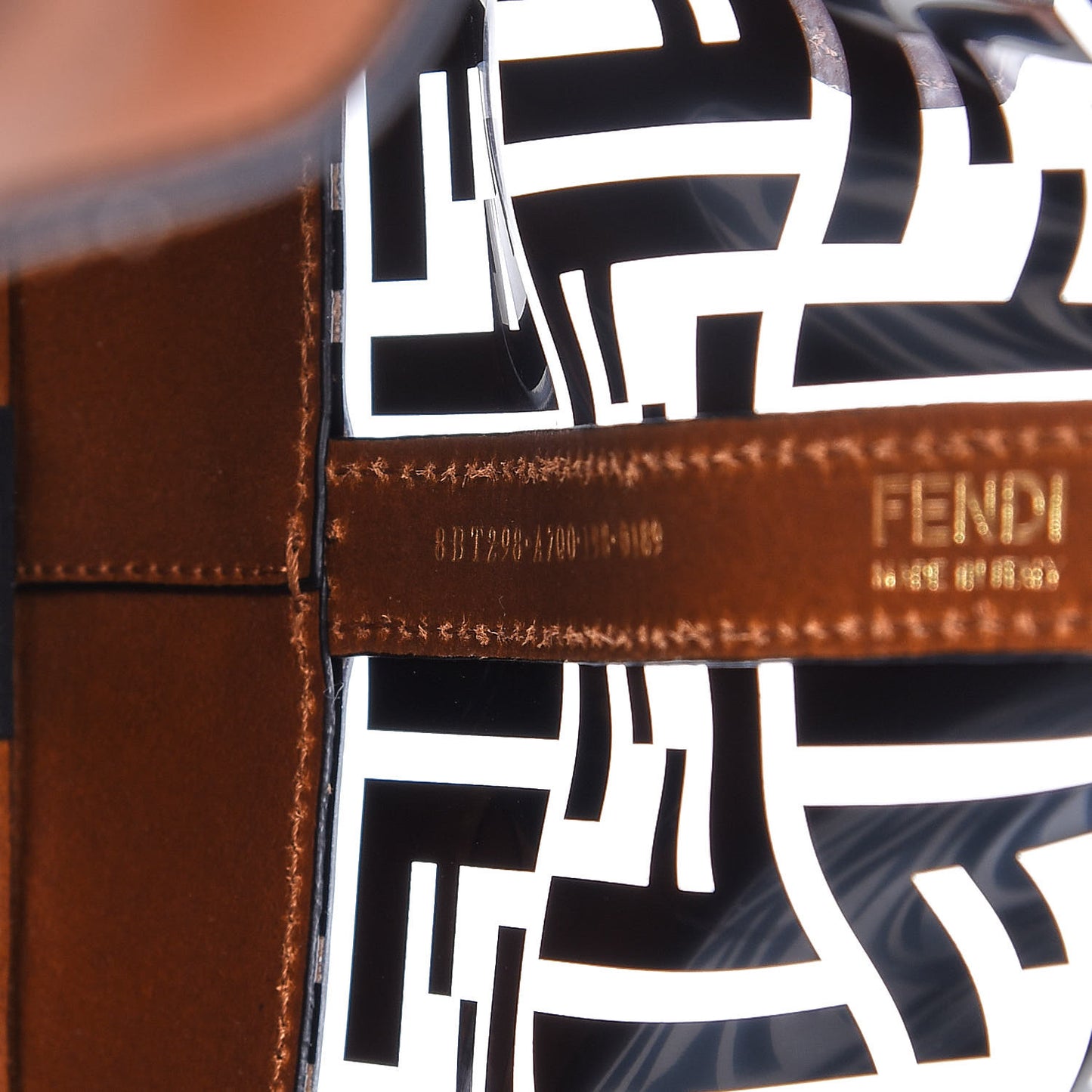 TPU FF Vitello Aura F is Fendi Grande Mon Tresor Bucket Bag Black Cuoio