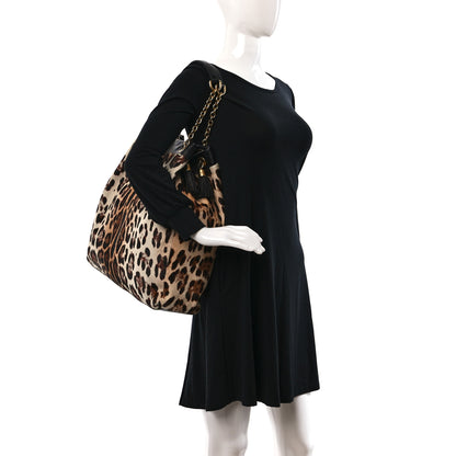 Dolce & Gabbana Calf Hair Leopard Print Satchel Black 2 of 10