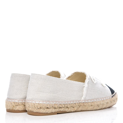 Chanel Linen CC Espadrilles 39 White Black 4 of 11