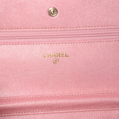 Chanel Iridescent Caviar Quilted Wallet on Chain WOC Rose Pink 8 of 11