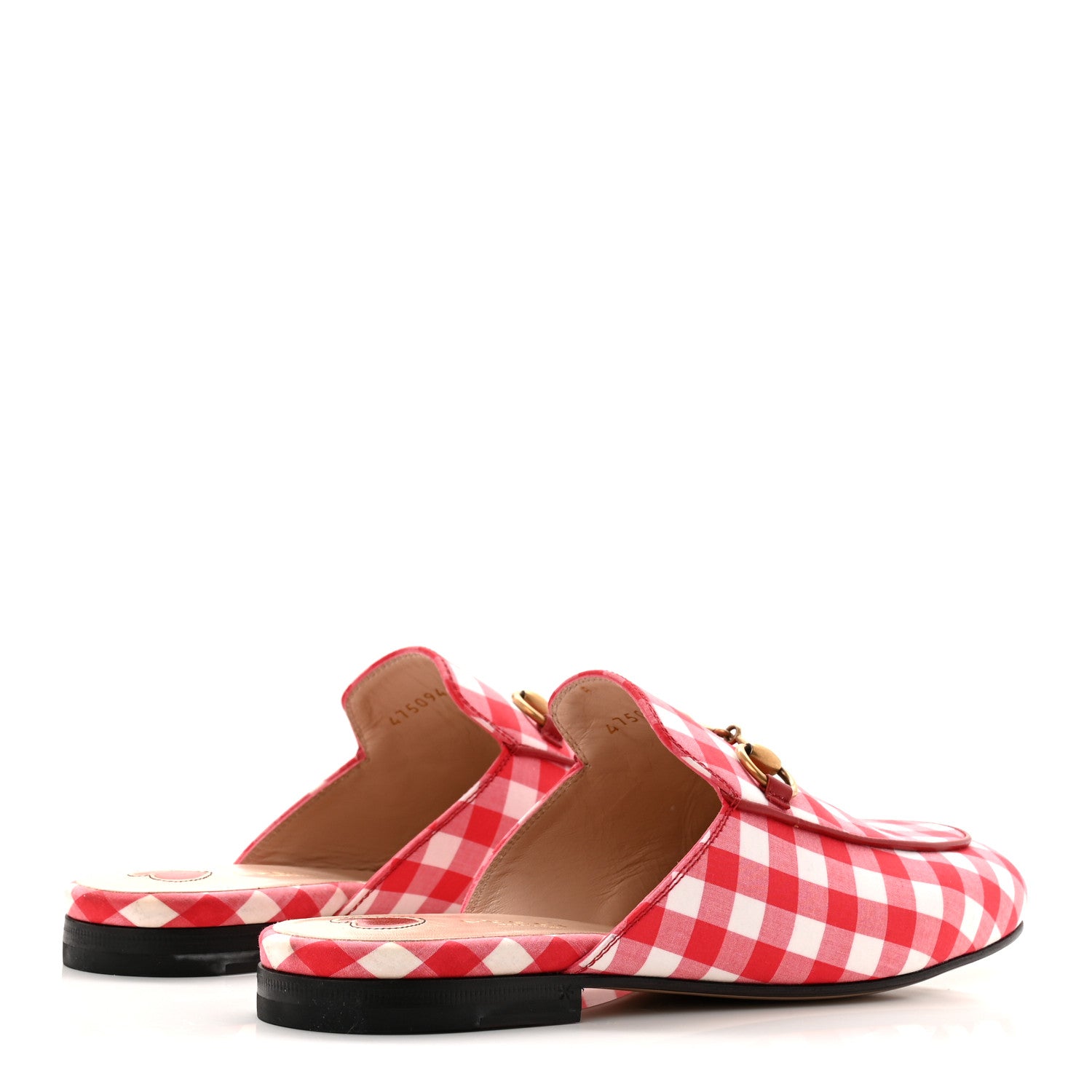 Gucci Cotton Gingham Womens Princetown Slippers 36 White Red 4 of 12