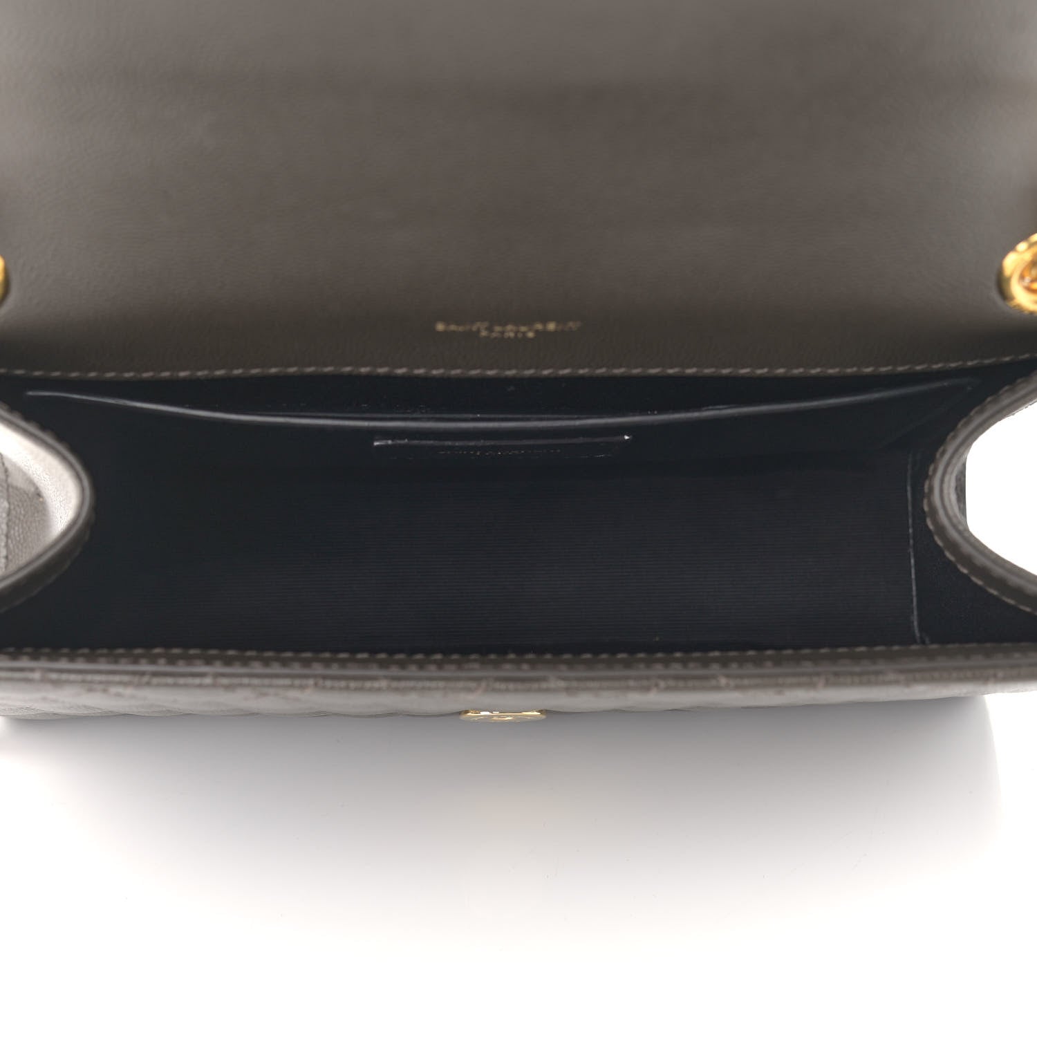 Saint Laurent Grain De Poudre Textured Mixed Matelasse Medium Triquilt Monogram Satchel Vert Kaki 4 of 7