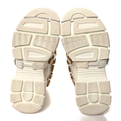Gucci X SEGA Mesh Calfskin Suede Removable Crystals Womens Flashtrek Sneakers 37 Great White 5 of 8