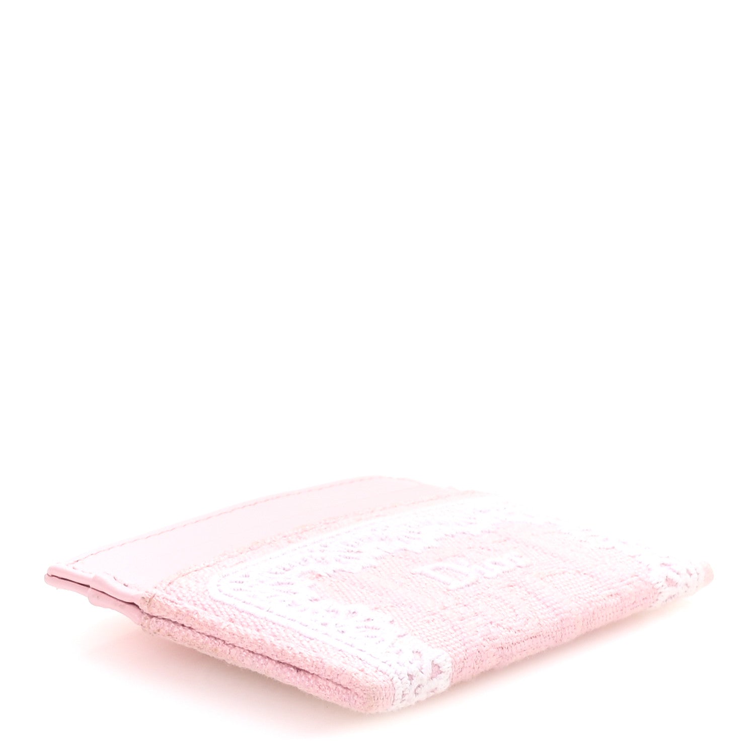 Christian Dior Calfskin Technical Fabric Oblique Lace Freesia Card Holder Pink 4 of 7