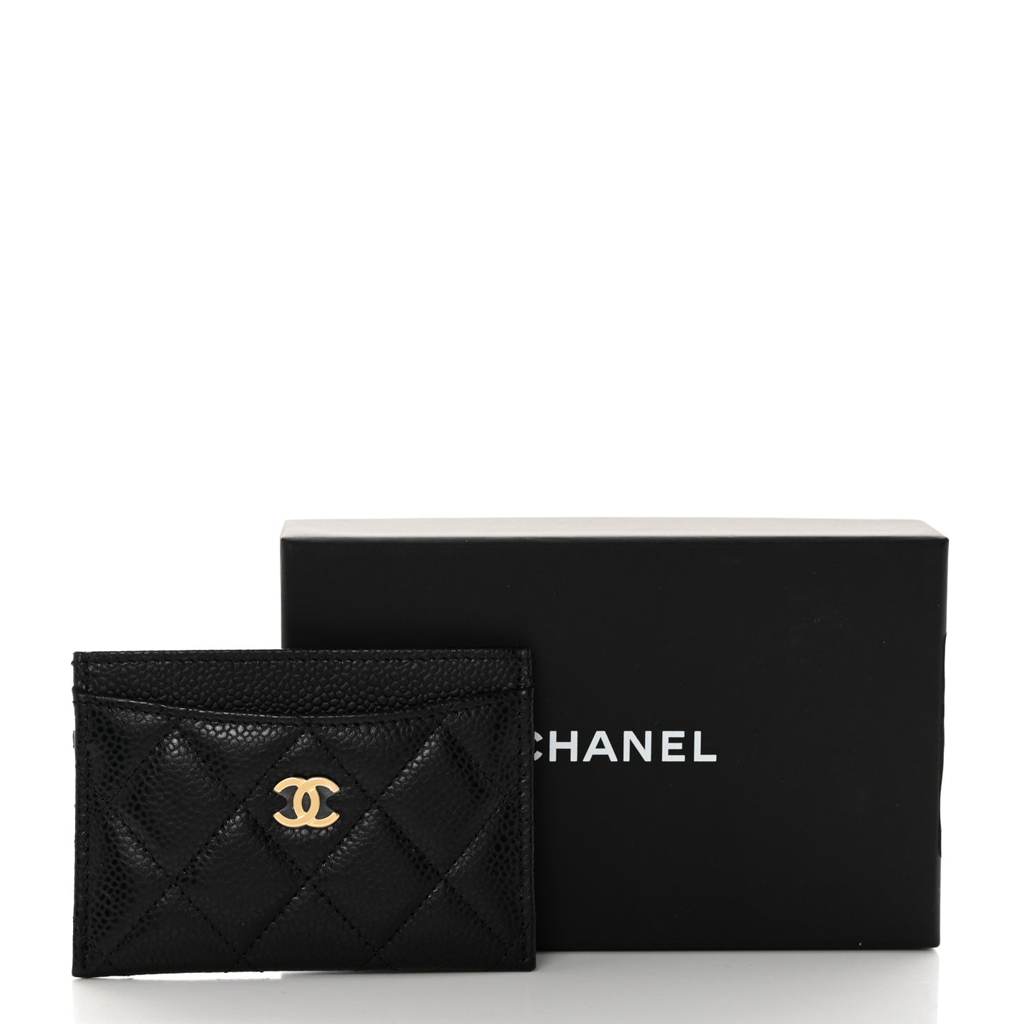 Caviar Quilted Card Holder Black