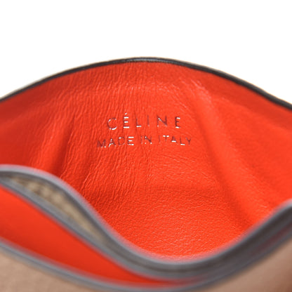 Celine Drummed Calfskin Gusset Card Holder Dune 6 of 7
