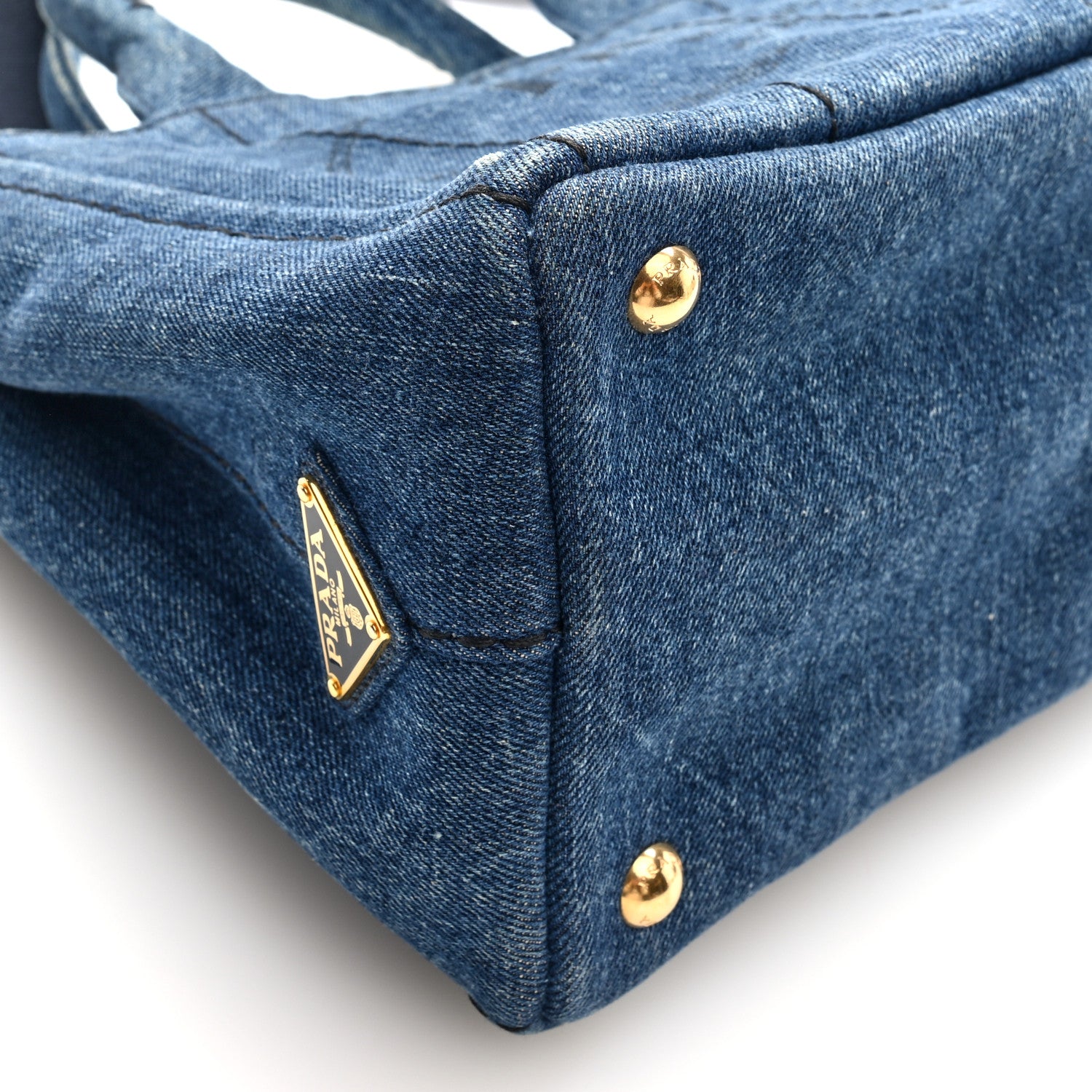 Prada Denim Small Logo Tote Bleu 8 of 9