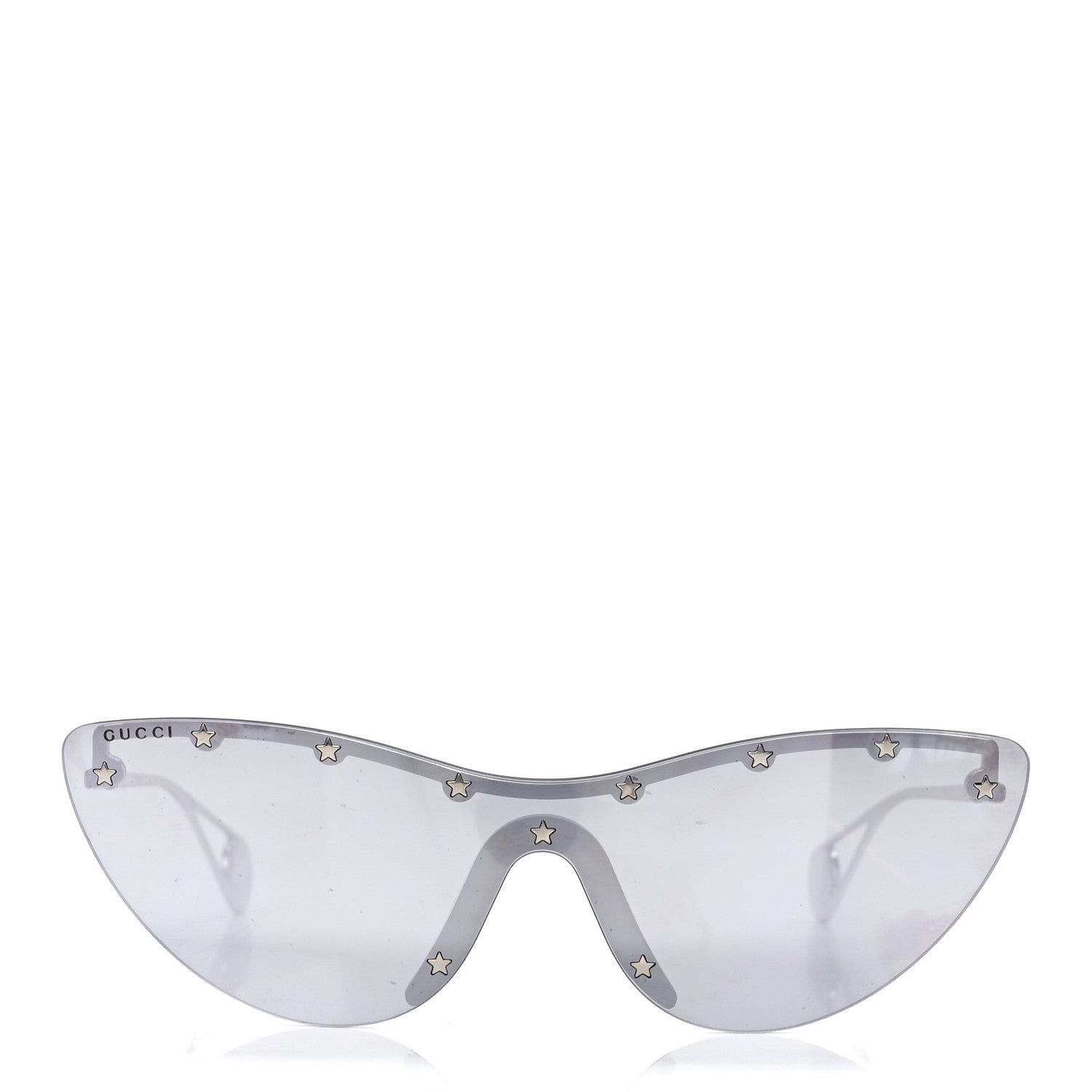 Gucci Metal Rimless Star Studded 90mm Cat Eye GG0666S Sunglasses Mirror Silver 2 of 7