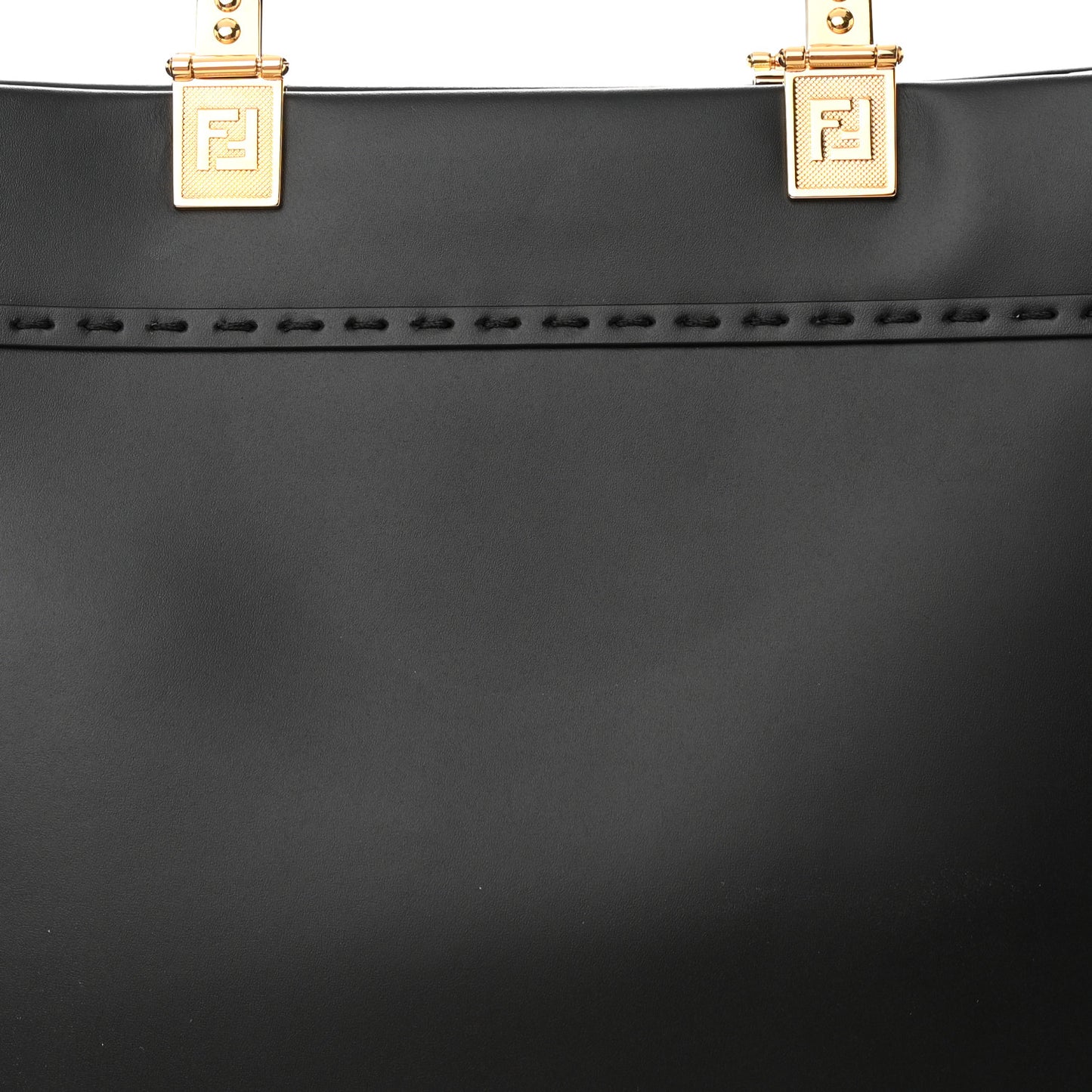 X VERSACE Calfskin Plexiglass Fendace Medium Fendi Sunshine Shopper Tote Black