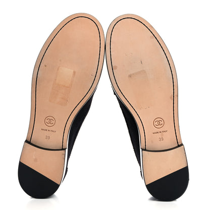 Chanel Tweed Medallion Loafers 39 Black 5 of 8