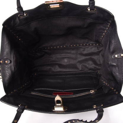 Valentino Garavani Vitello Medium Rockstud Tote Black 6 of 10
