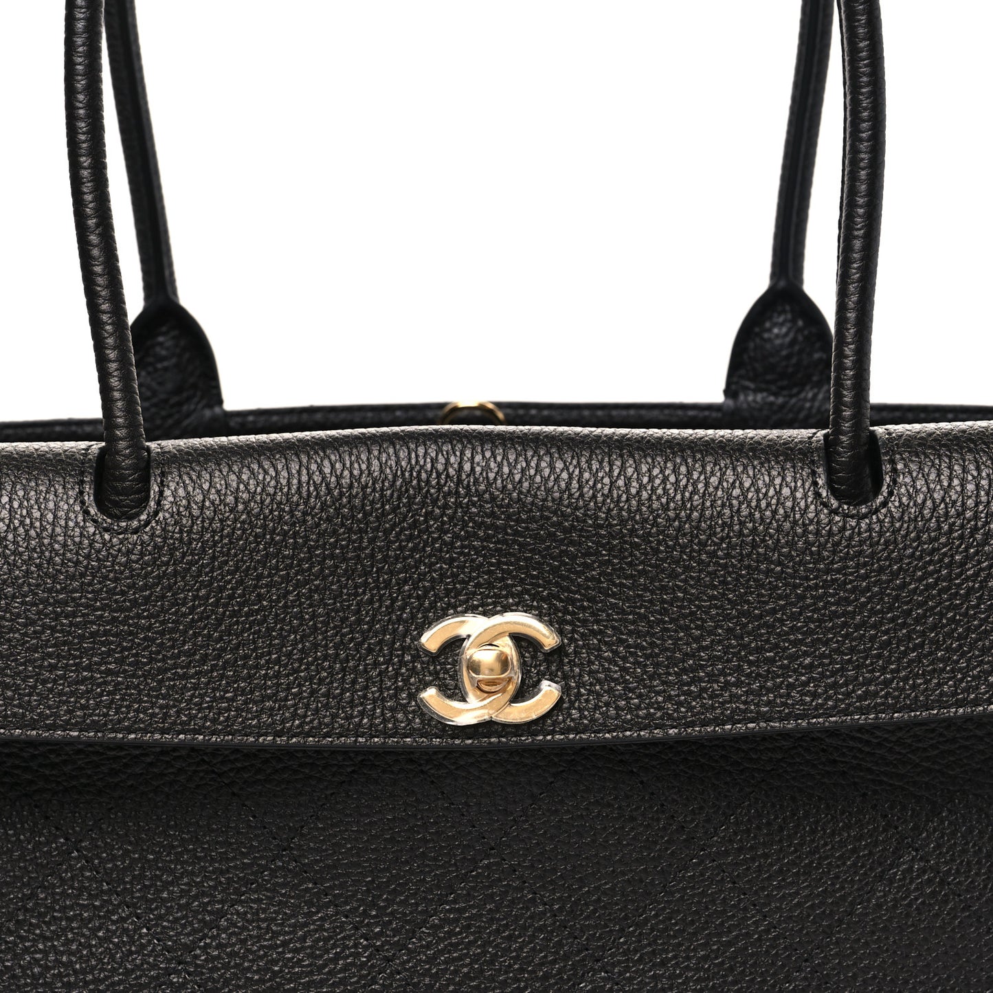 Grained Calfskin Stitched Urban Essentials Small Shopping Bag Black