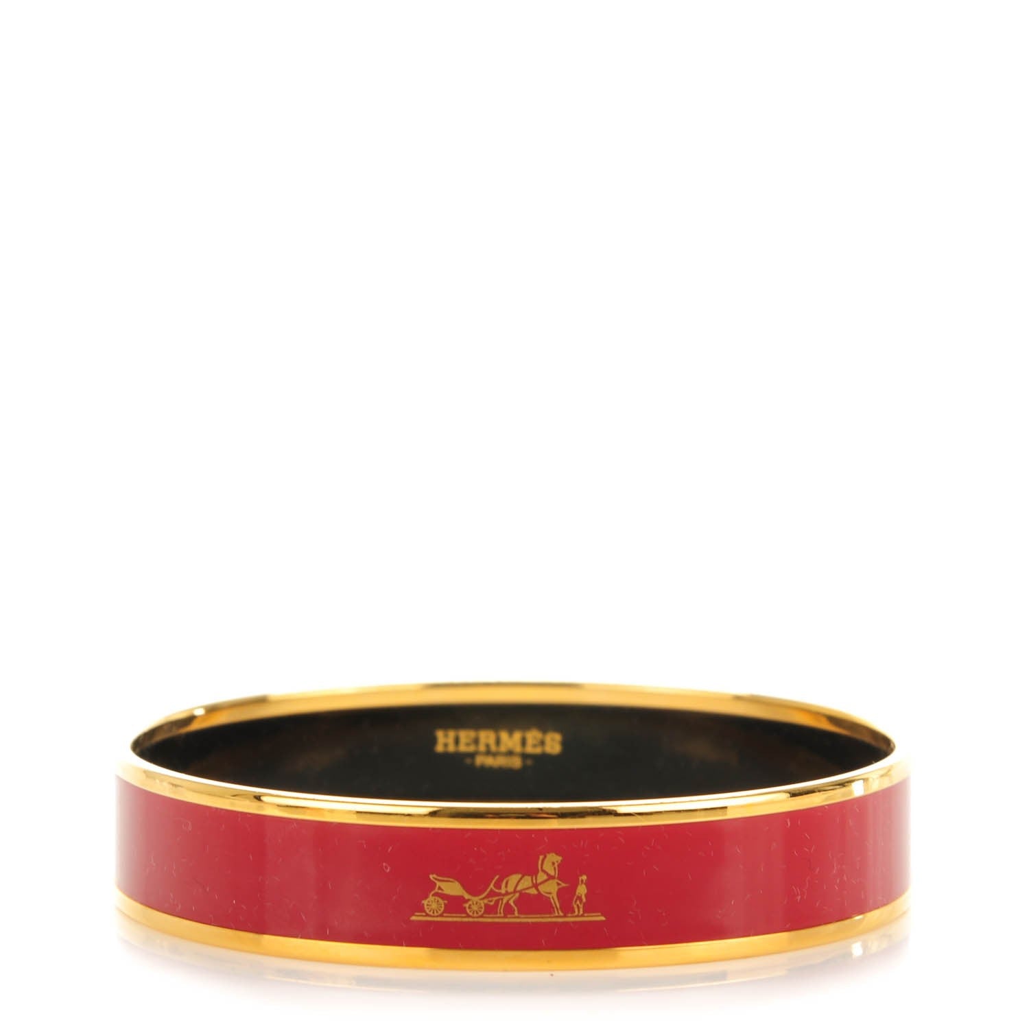 Hermes Enamel Printed Caleche Narrow Bracelet 70 Rouge H 1 of 5