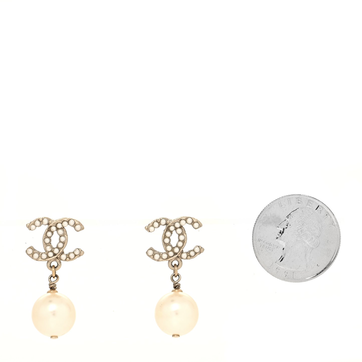 Pearl CC Drop Earrings Gold