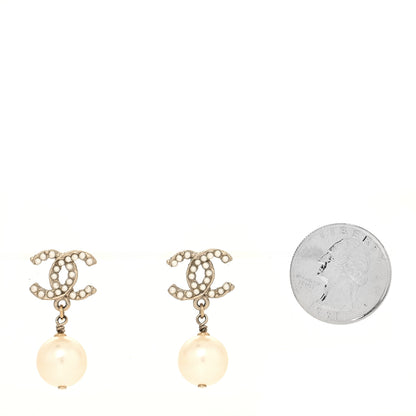 Chanel Pearl CC Drop Earrings Gold 2 of 4
