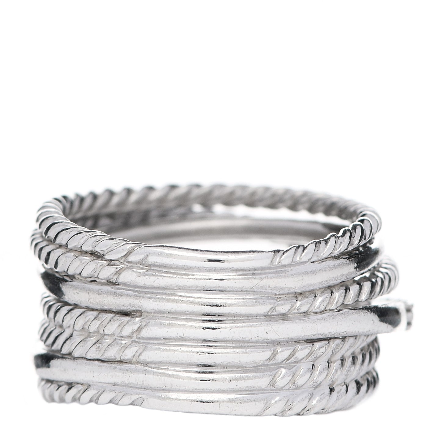 Sterling Silver Diamond 11mm Wide Crossover Cable Ring 52 6
