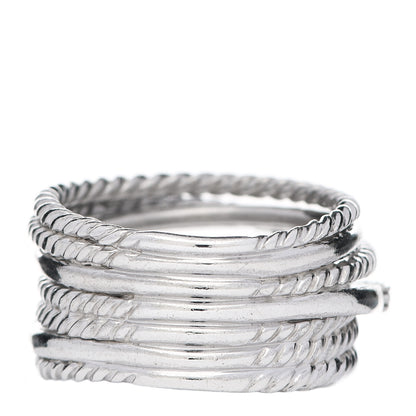 David Yurman Sterling Silver Diamond 11mm Wide Crossover Cable Ring 52 6 3 of 6