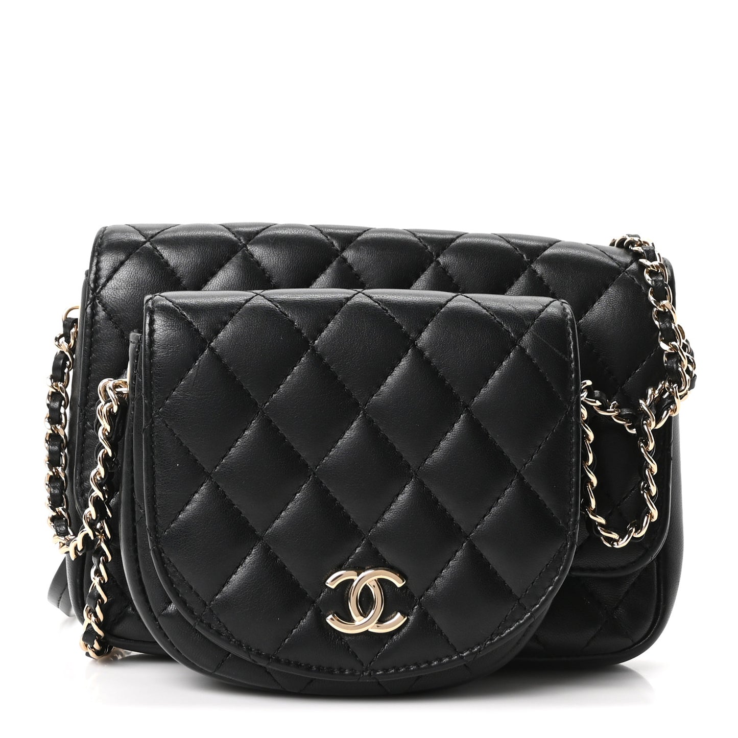 Lambskin Quilted Side Packs Black