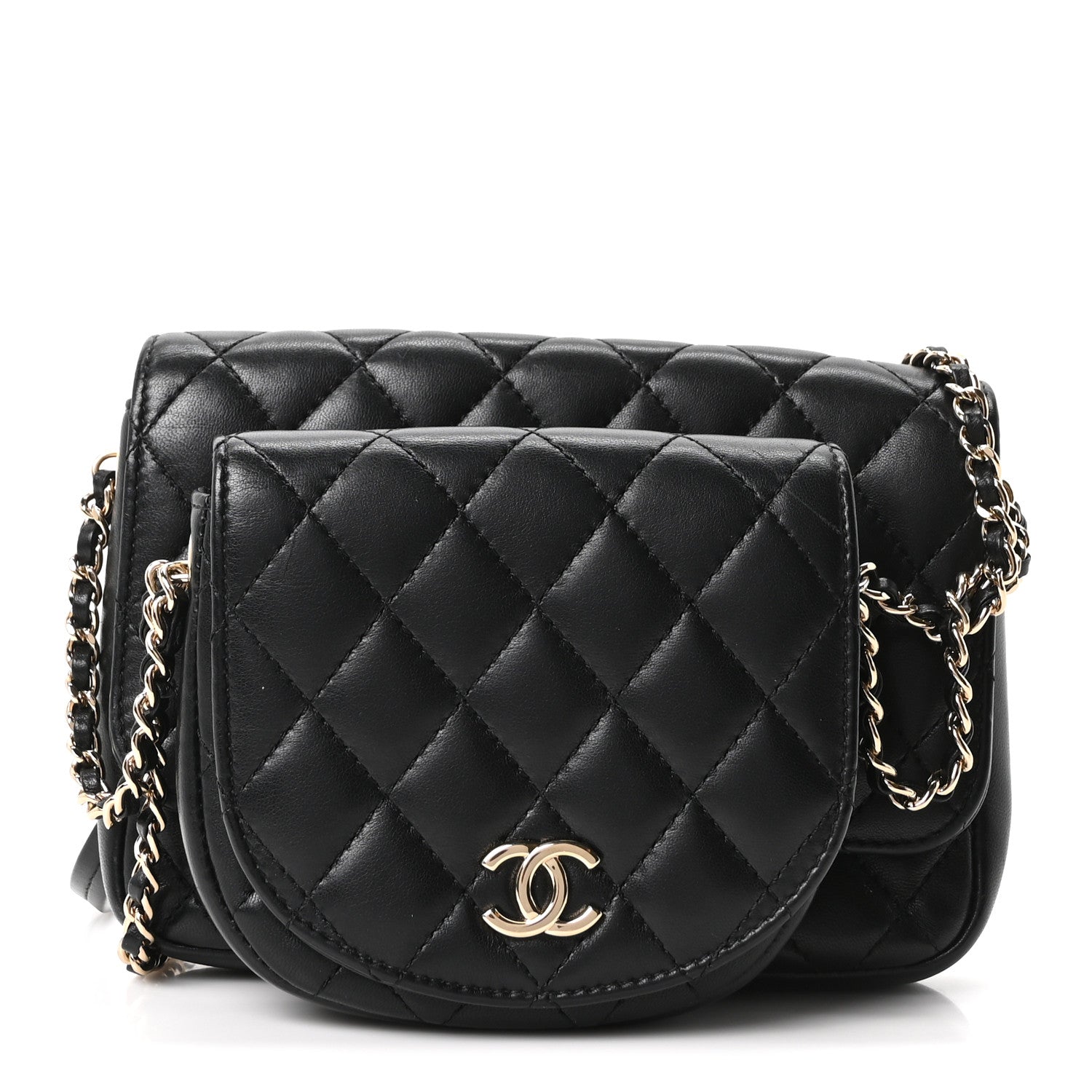 Chanel Lambskin Quilted Side Packs Black 1 of 10