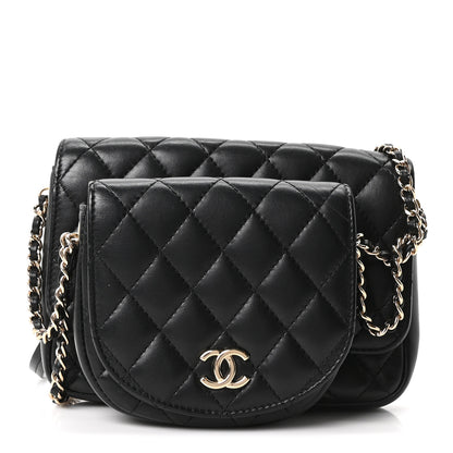 Chanel Lambskin Quilted Side Packs Black 1 of 10