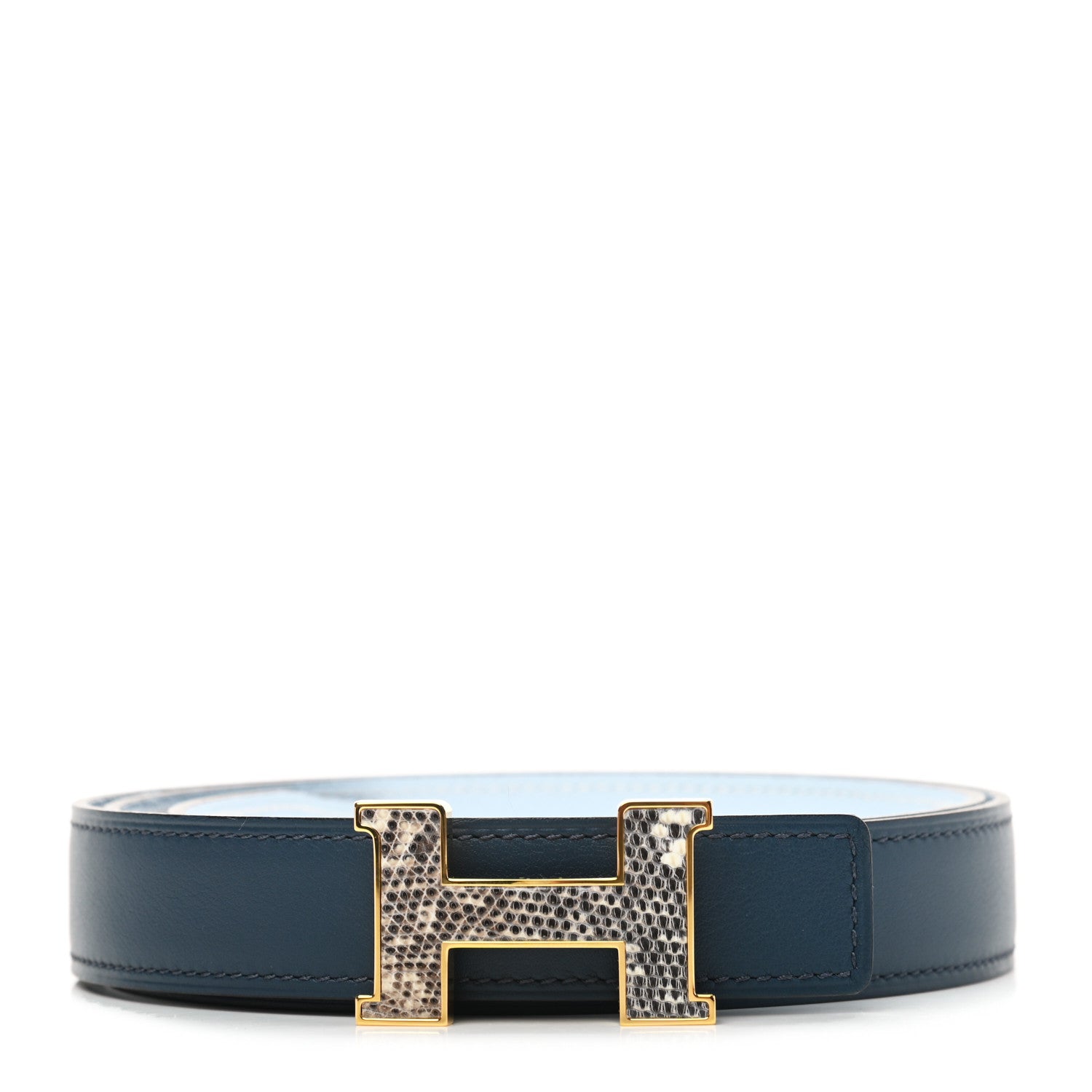 Hermes Epsom Swift Lizard Mini Constance H Belt 85 Navy Bleu Brume Ombre 1 of 5
