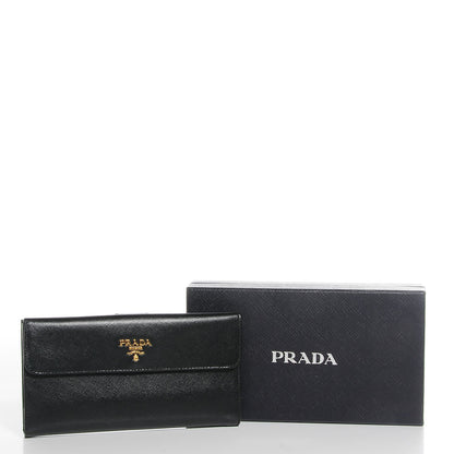 Prada Saffiano Metal Continental Flap Wallet Nero Black 8 of 8