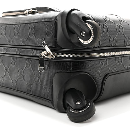 Gucci Monogram Jumbo GG Textured Dollar Calfskin Small Carry On Trolley Black 9 of 10