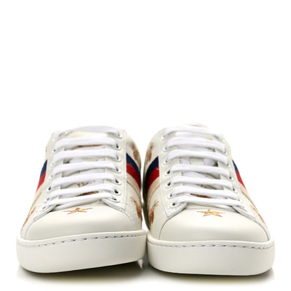 Gucci Calfskin Bee Star Embroidered Sylvie Web Ace Sneakers 35 White 3 of 9