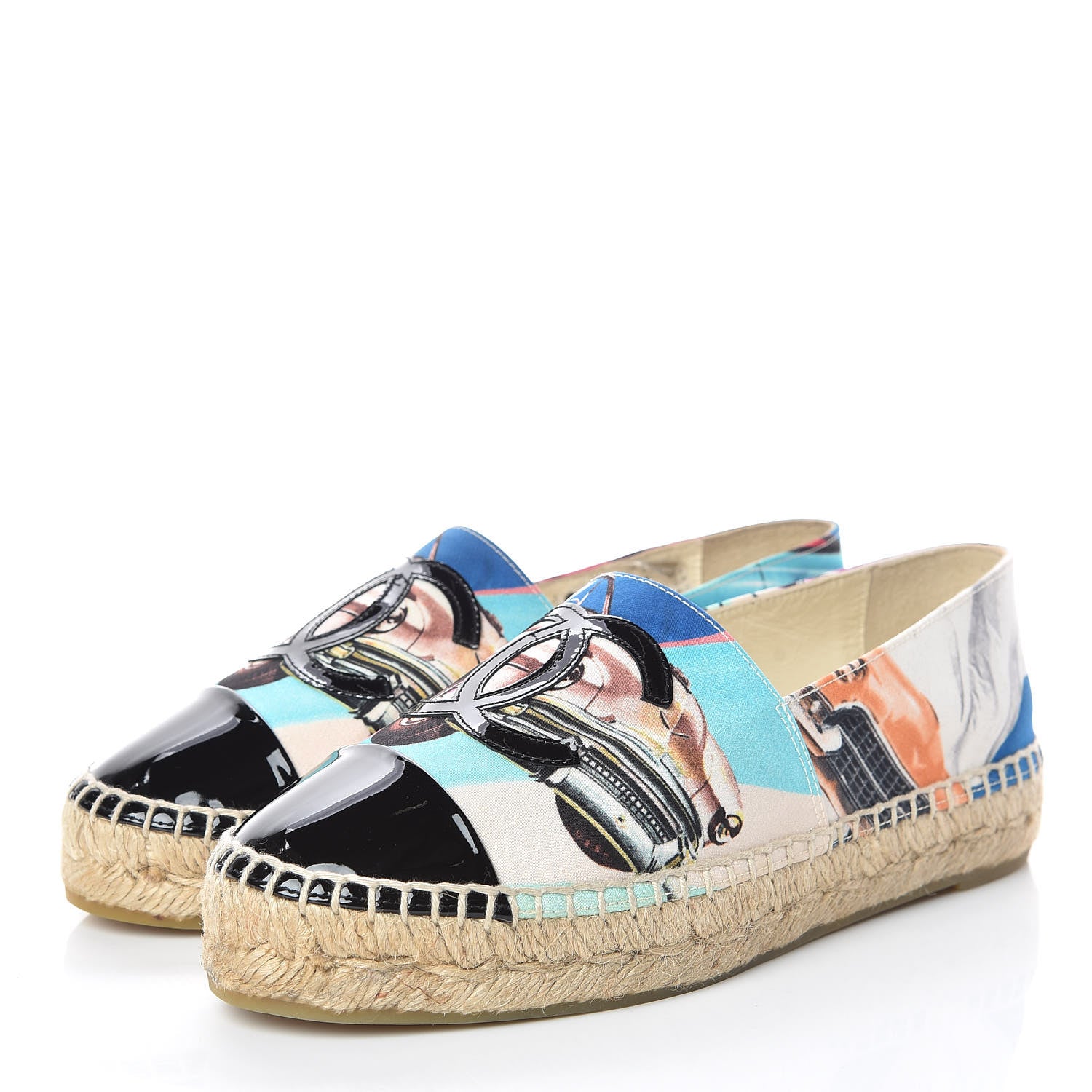 Chanel Fabric Patent CC Espadrilles 35 Multicolor Black 3 of 11