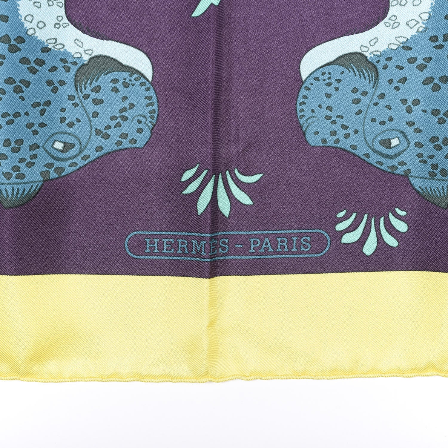 Hermes Silk Les Leopards Scarf 90 Jaune Vif Marine Canard 4 of 5