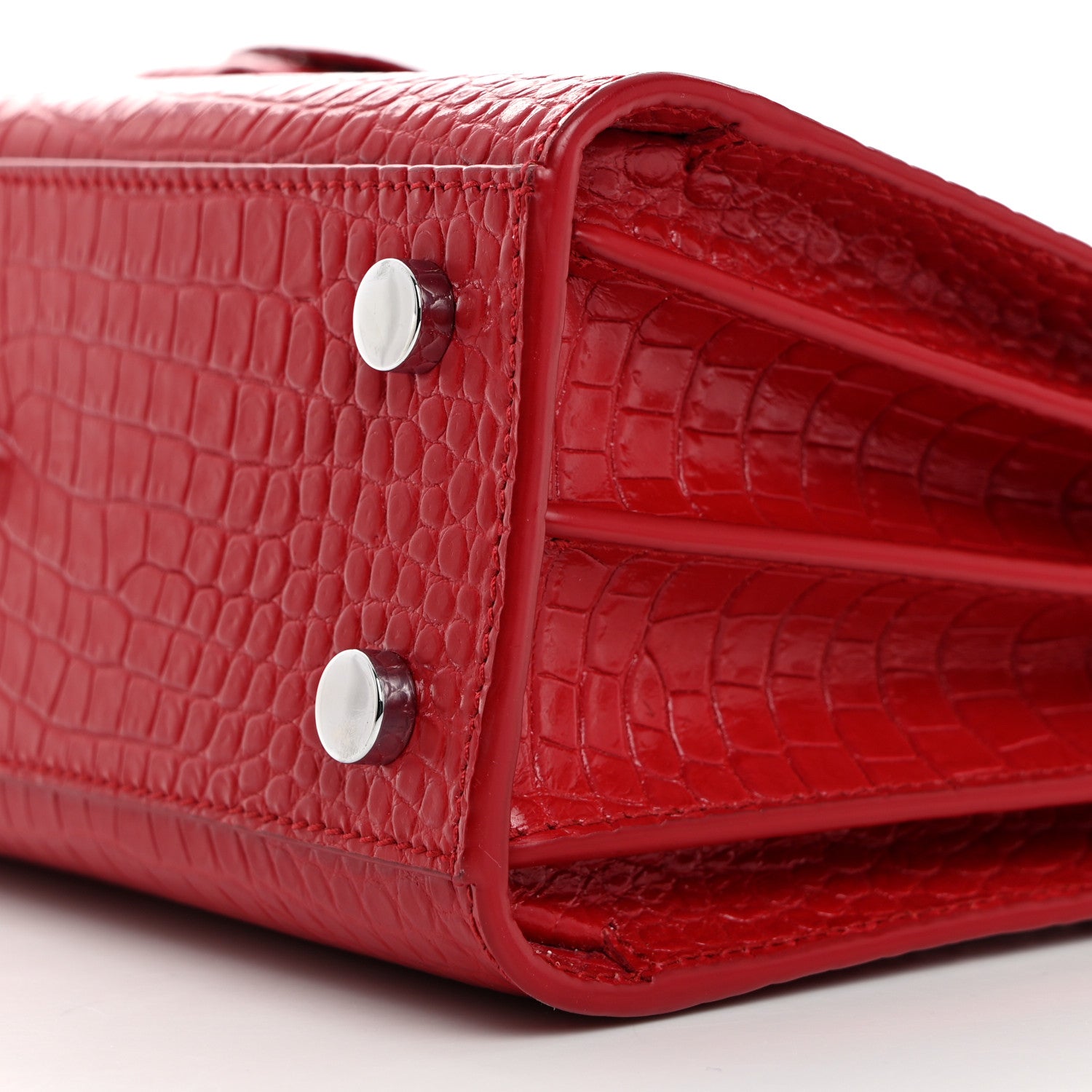 Saint Laurent Calfskin Crocodile Embossed Nano Sac De Jour Red 11 of 11