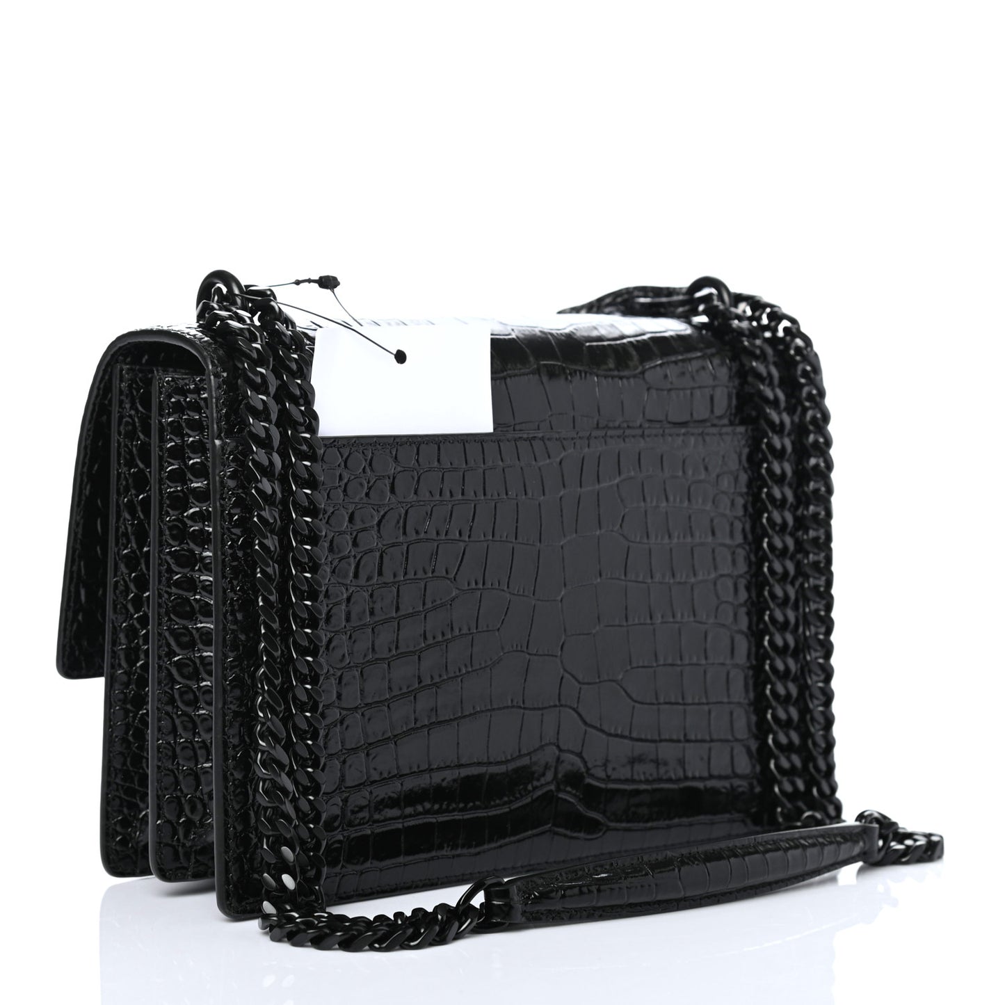 Calfskin Crocodile Embossed Medium Monochrome Monogram Sunset Black