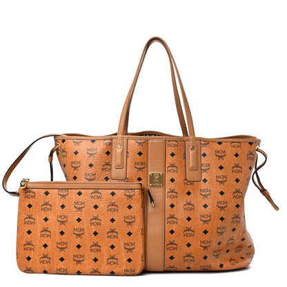 MCM Visetos Large Liz Reversible Shopper Tote Cognac 1 of 13