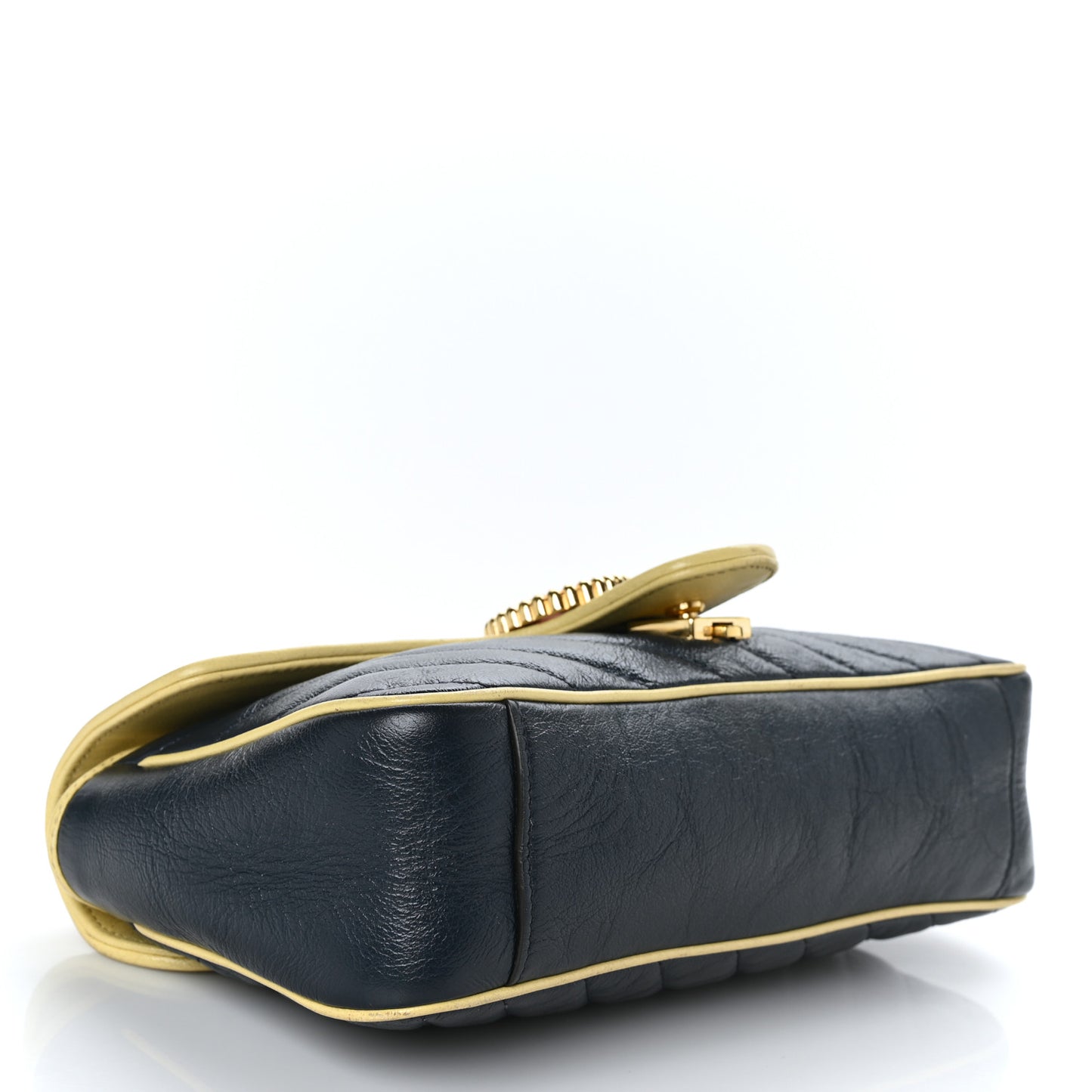 Azalea Calfskin Matelasse Diagonal Small Torchon GG Marmont Shoulder Bag Blue Agata New Cherry Red Butter