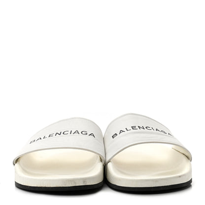 Balenciaga Nappa Logo Womens Pool Slide Sandals 41 White Black 2 of 11