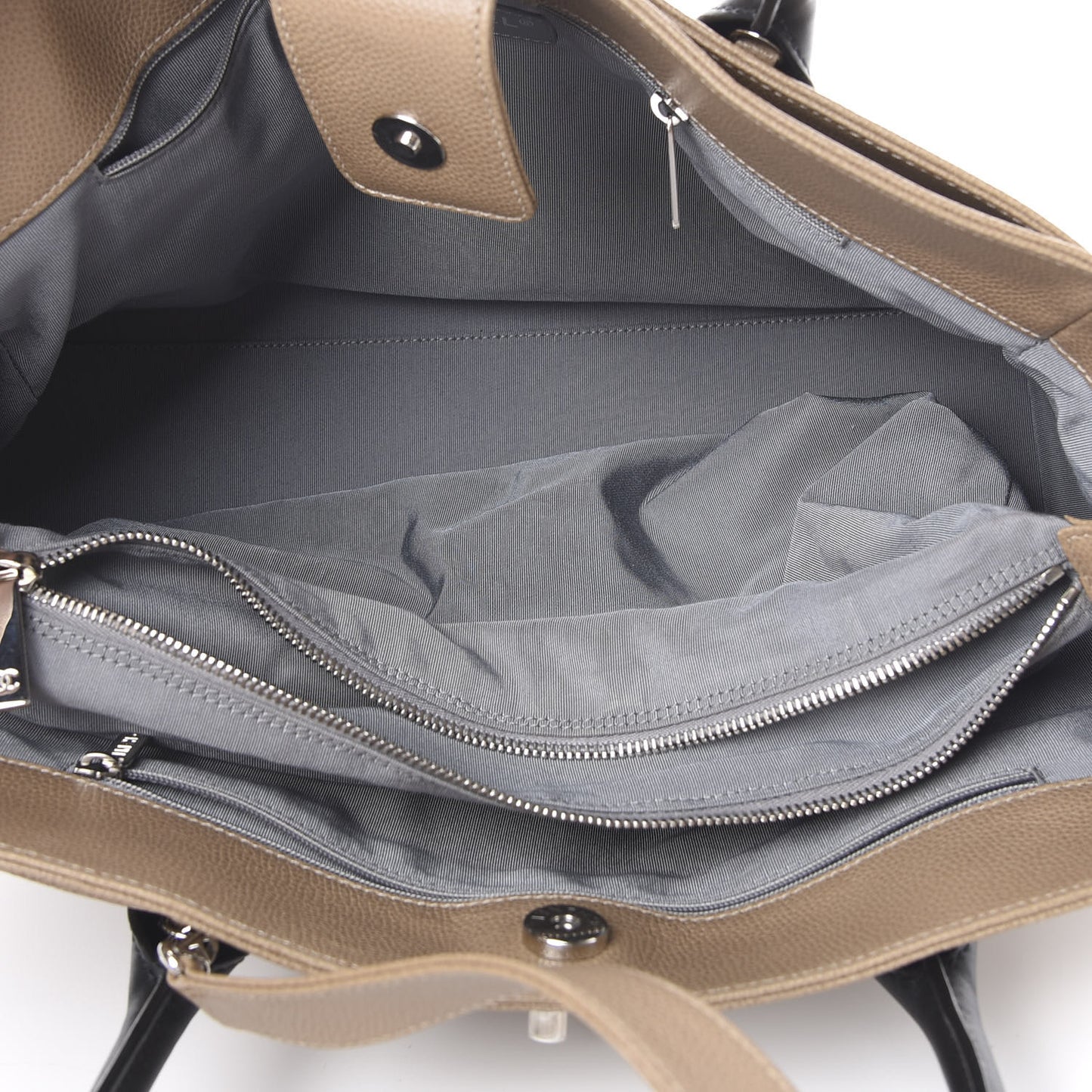 Calfskin Cerf Executive Shopper Tote Beige Black