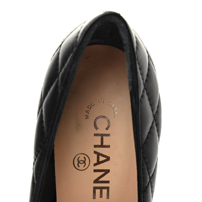 Chanel Lambskin Quilted Cap Toe Pumps 38 Black 5 of 6