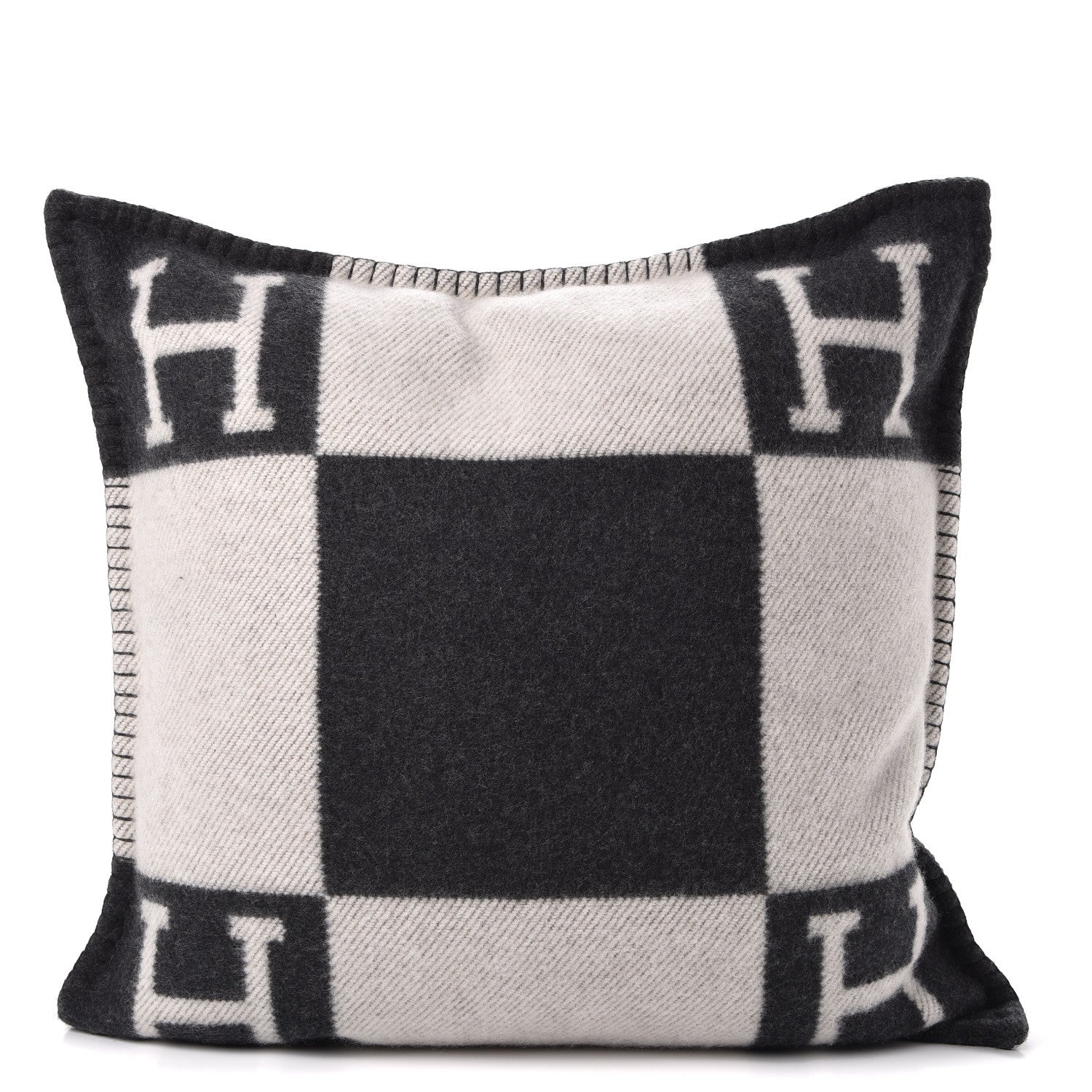 Hermes Wool Cashmere Avalon Pillow PM Ecru Gris Fonce 1 of 6
