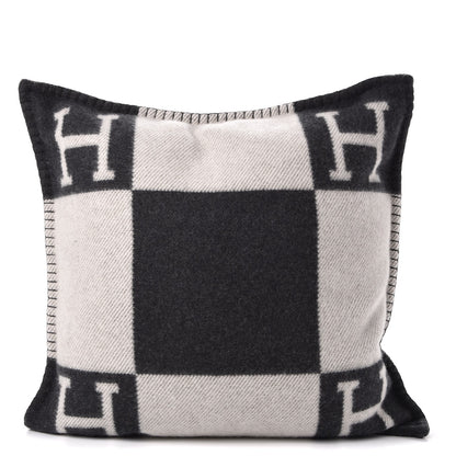 Hermes Wool Cashmere Avalon Pillow PM Ecru Gris Fonce 1 of 6