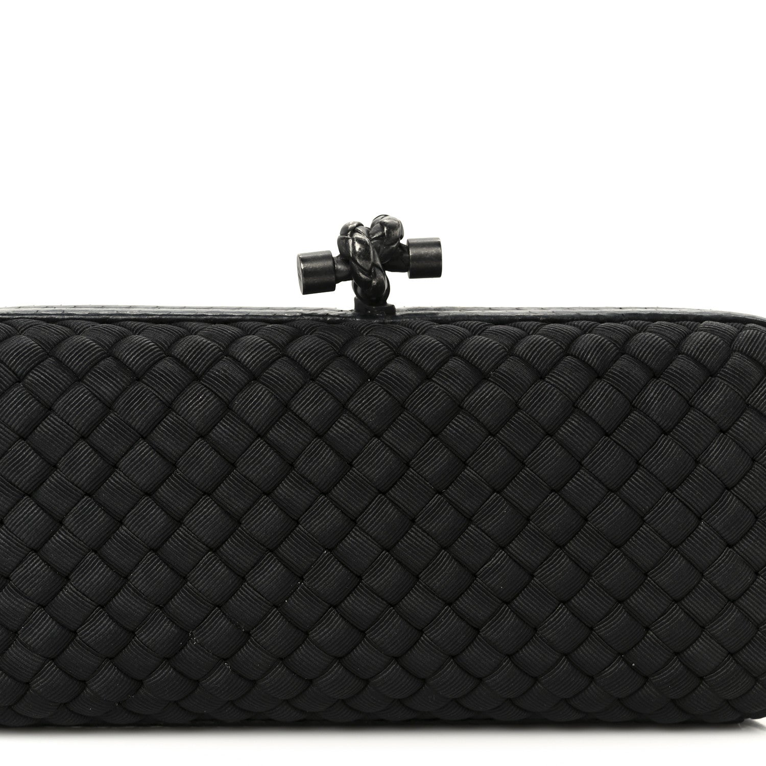 Bottega Veneta Satin Ayers Intreccio Impero Stretch Knot Clutch Black 7 of 7