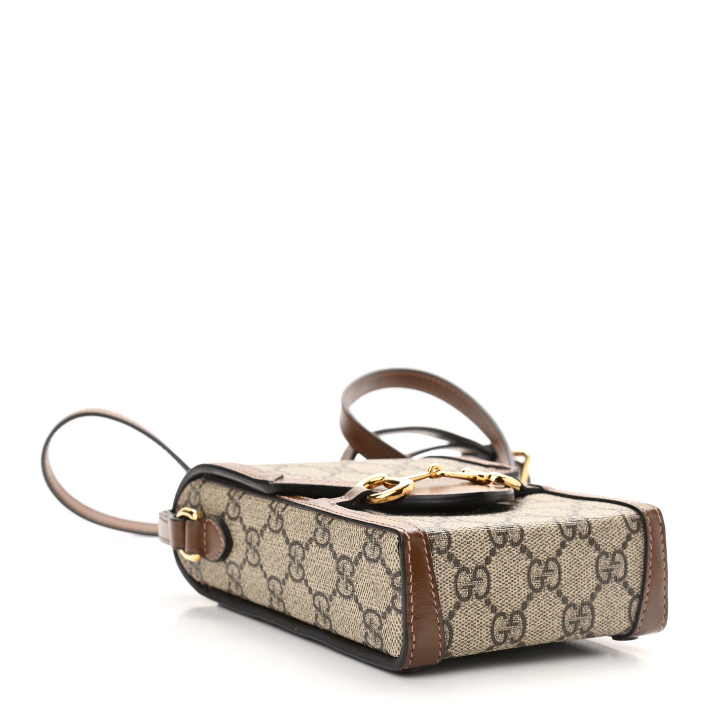 GG Supreme Monogram Mini Horsebit 1955 Crossbody Bag Beige Brown Sugar
