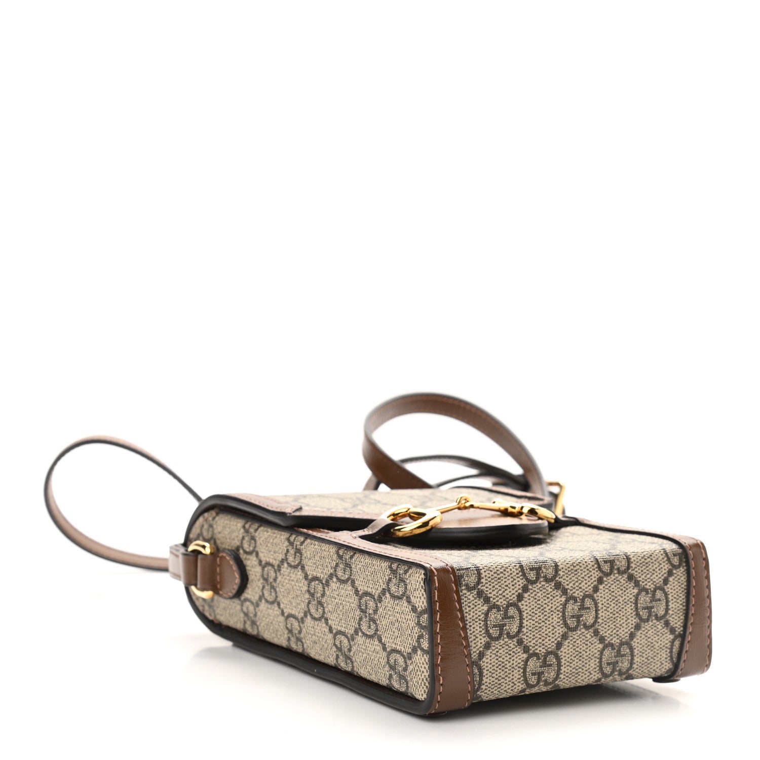 Gucci GG Supreme Monogram Mini Horsebit 1955 Crossbody Bag Beige Brown Sugar 4 of 11