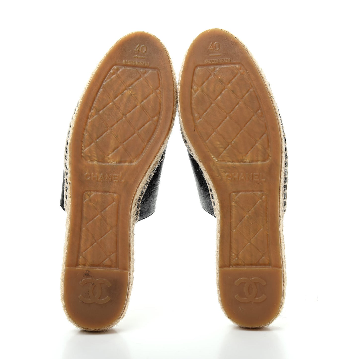 Goatskin Patent CC Espadrille Mules 40 Black