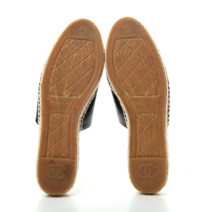 Chanel Goatskin Patent CC Espadrille Mules 40 Black 6 of 10