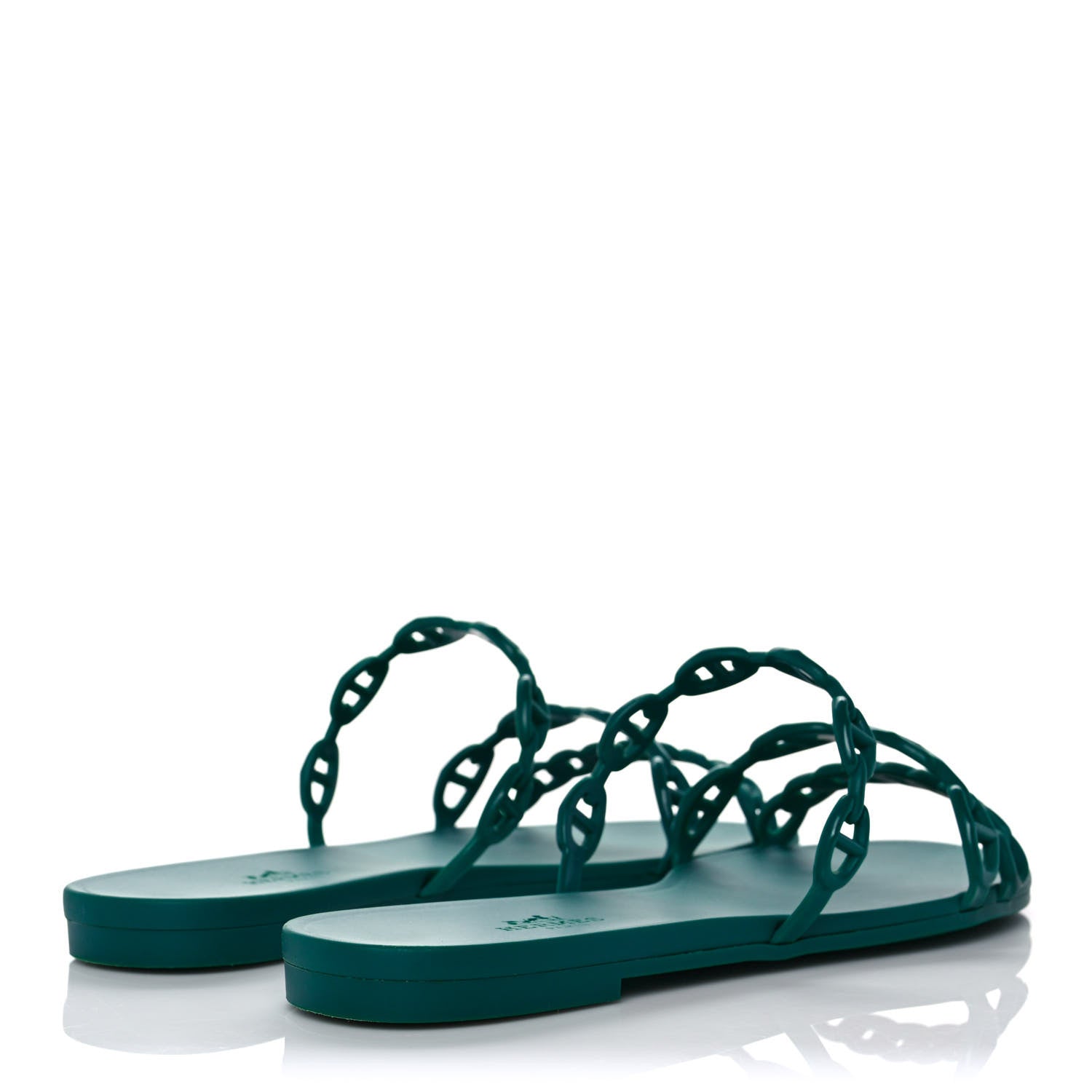 Hermes Rubber Chaine d'Ancre Rivage Sandals 38 Vert d'Ete 4 of 8