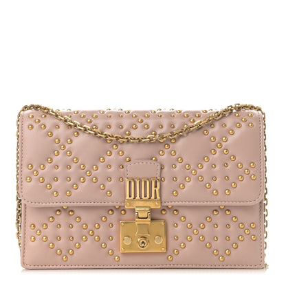 Christian Dior Lambskin Cannage Studded Dioraddict Wallet on Chain Clutch Nude 1 of 13