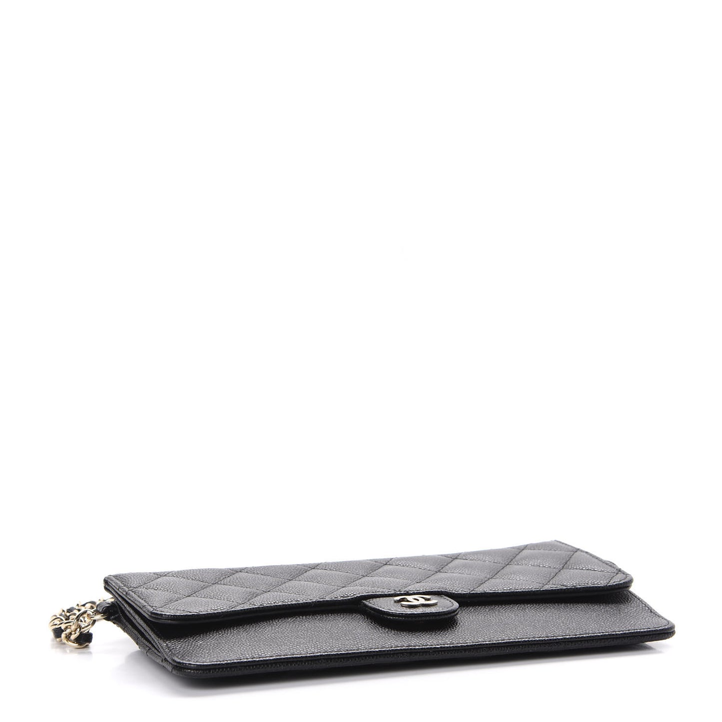 Caviar Quilted Classic Pouch With Handle Black