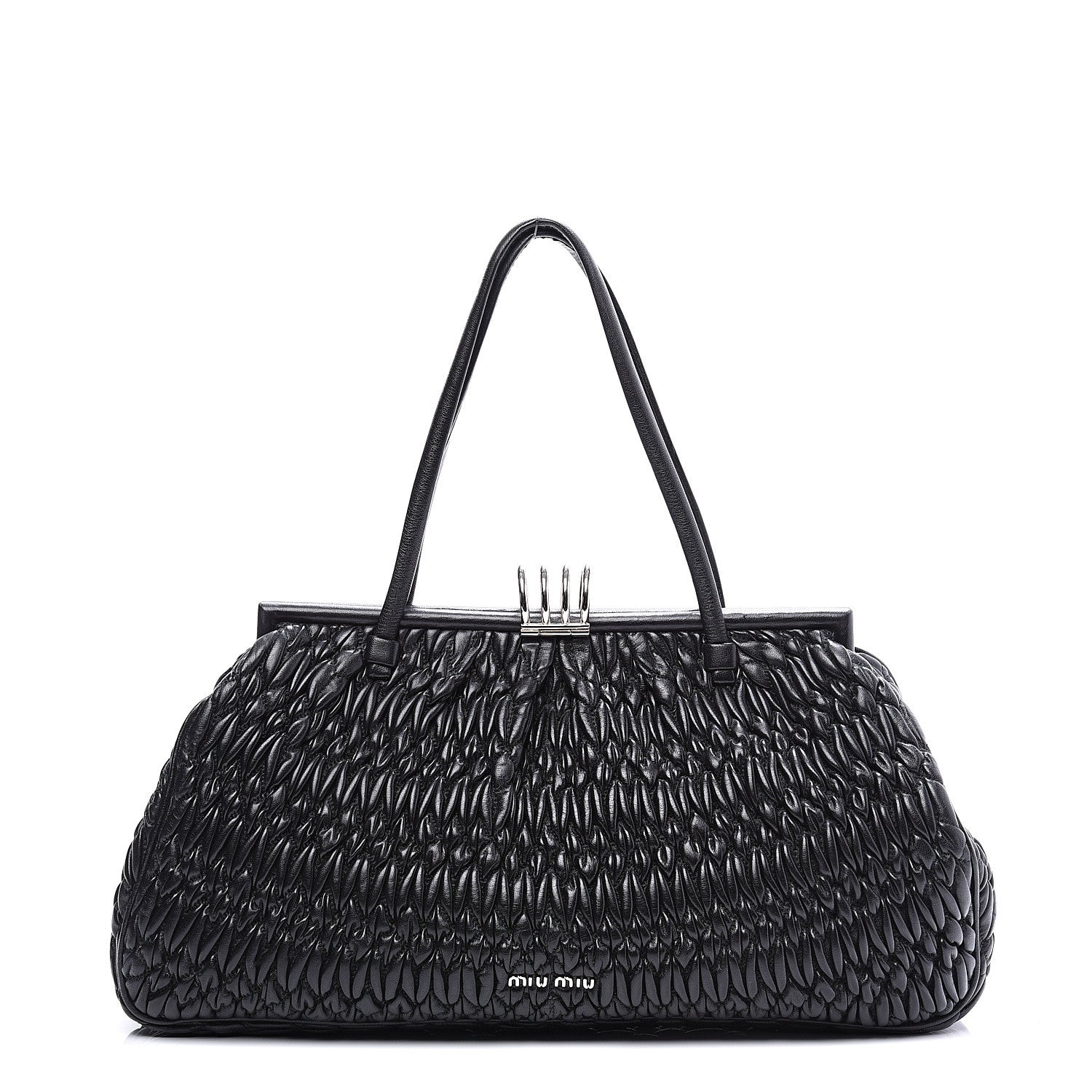 Miu Miu Nappa Matelasse Shoulder Bag Black 1 of 9