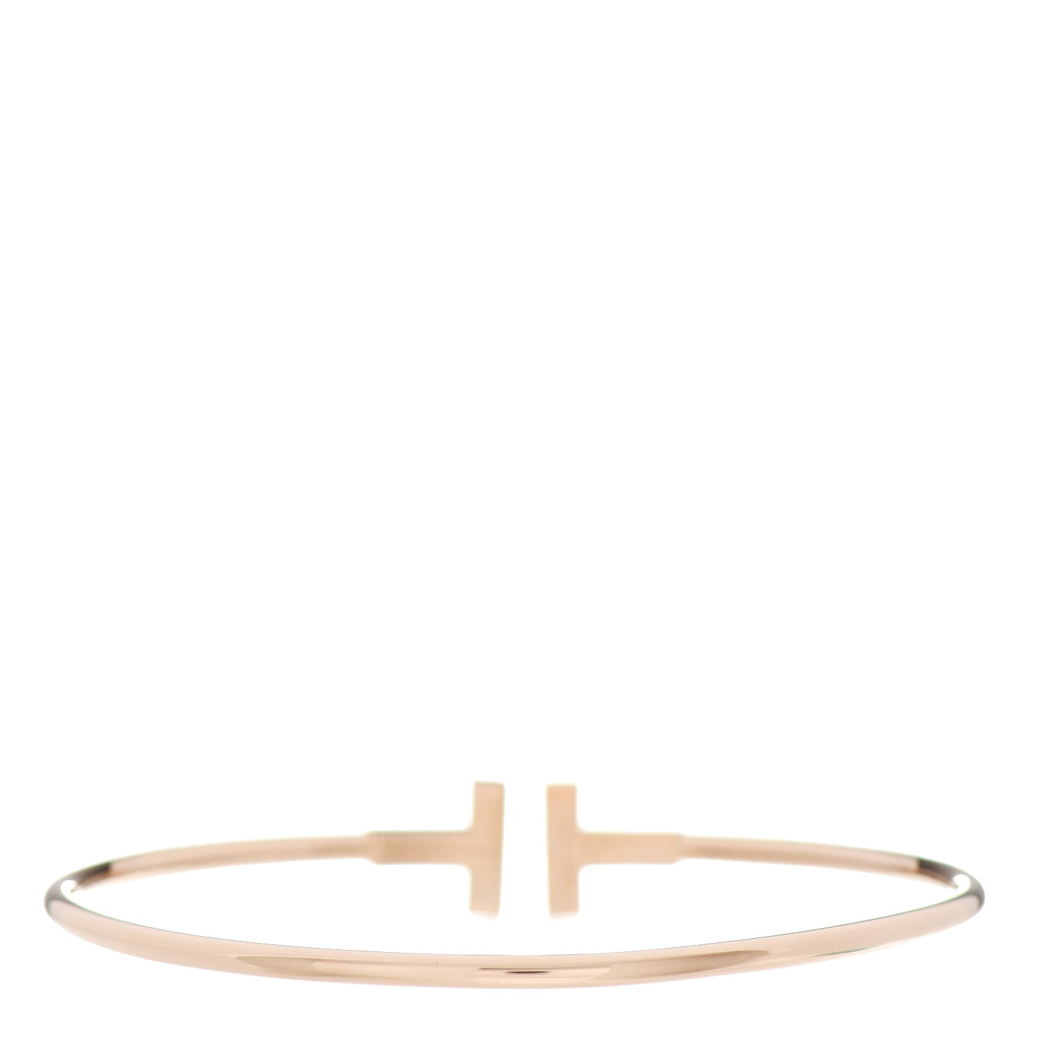 Tiffany 18K Rose Gold Diamond T Wire Bracelet 2 of 4
