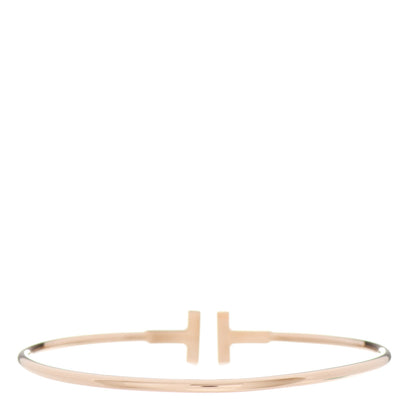 Tiffany 18K Rose Gold Diamond T Wire Bracelet 2 of 4